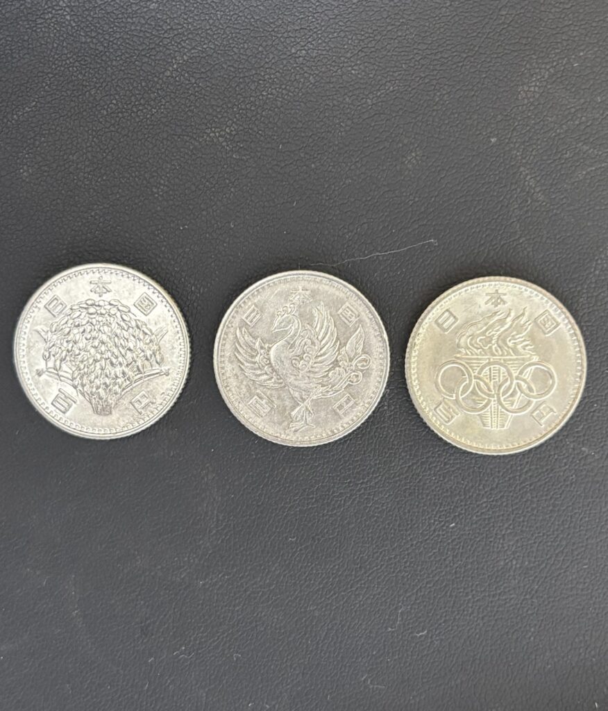 100円銀貨、鳳凰、オリンピック、稲穂